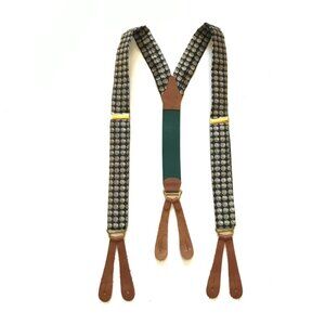 Vintage Ralph Lauren Polo Dice Print Suspenders Mens Black Gold Brass Las Vegas